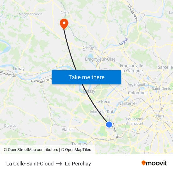 La Celle-Saint-Cloud to Le Perchay map