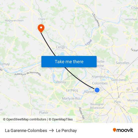 La Garenne-Colombes to Le Perchay map
