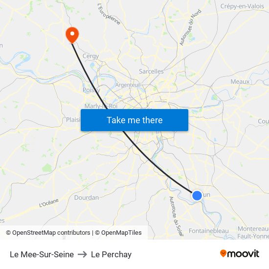 Le Mee-Sur-Seine to Le Perchay map