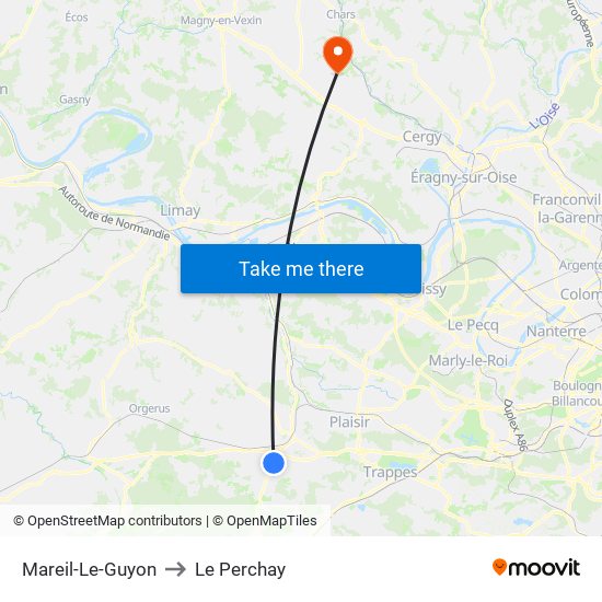 Mareil-Le-Guyon to Le Perchay map