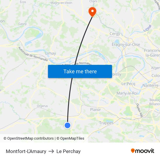 Montfort-L'Amaury to Le Perchay map