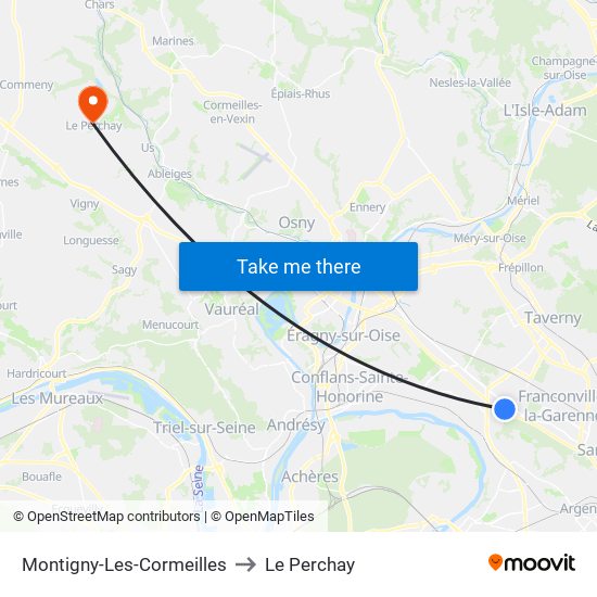 Montigny-Les-Cormeilles to Le Perchay map