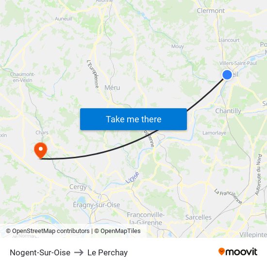 Nogent-Sur-Oise to Le Perchay map