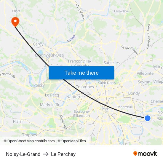 Noisy-Le-Grand to Le Perchay map