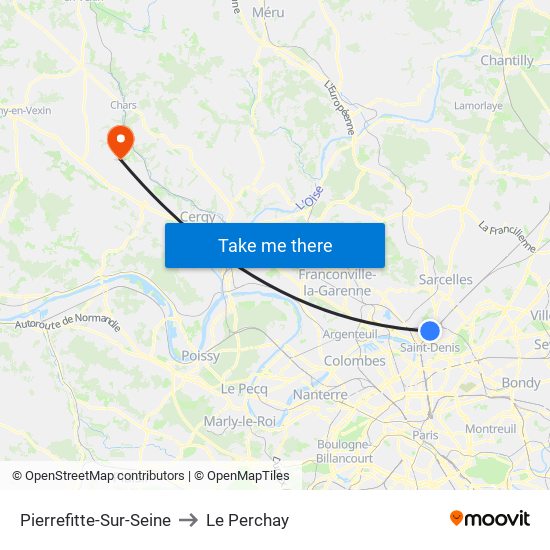 Pierrefitte-Sur-Seine to Le Perchay map