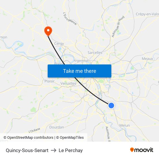 Quincy-Sous-Senart to Le Perchay map