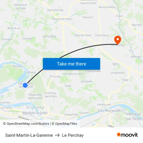 Saint-Martin-La-Garenne to Le Perchay map