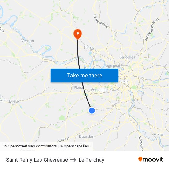 Saint-Remy-Les-Chevreuse to Le Perchay map