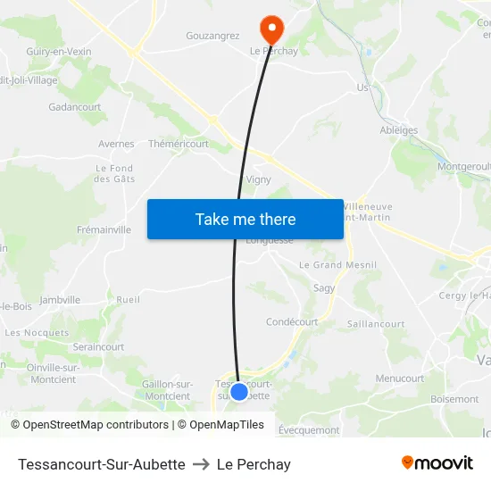 Tessancourt-Sur-Aubette to Le Perchay map