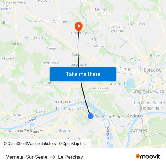 Verneuil-Sur-Seine to Le Perchay map
