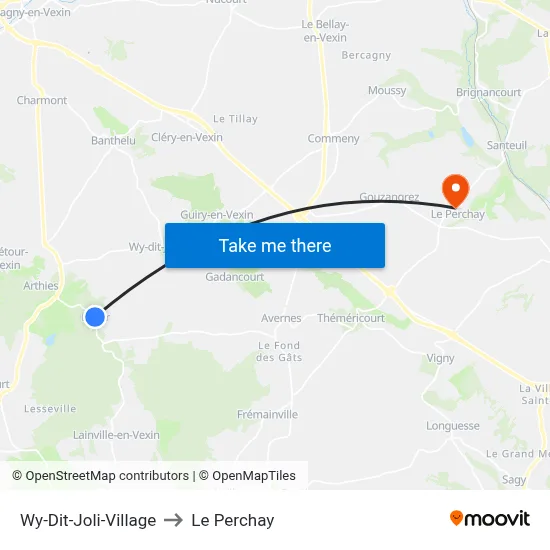 Wy-Dit-Joli-Village to Le Perchay map