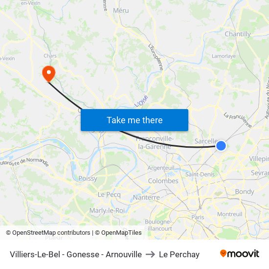 Villiers-Le-Bel - Gonesse - Arnouville to Le Perchay map