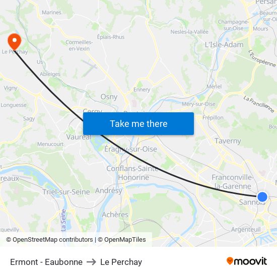 Ermont - Eaubonne to Le Perchay map