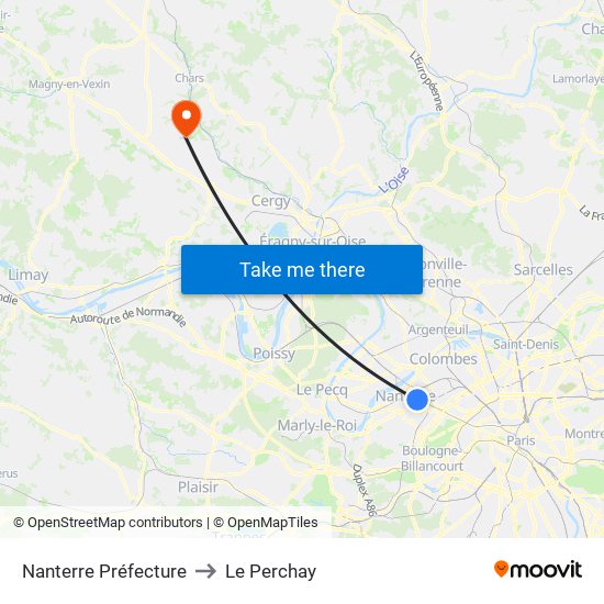 Nanterre Préfecture to Le Perchay map