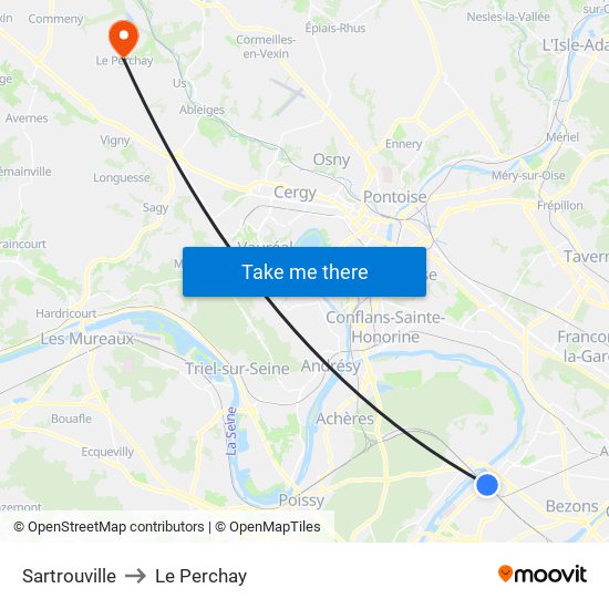 Sartrouville to Le Perchay map