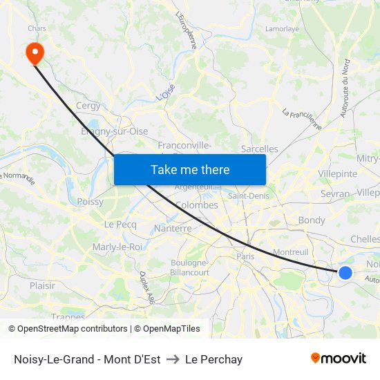 Noisy-Le-Grand - Mont D'Est to Le Perchay map