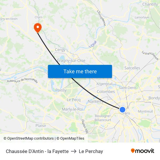 Chaussée D'Antin - la Fayette to Le Perchay map