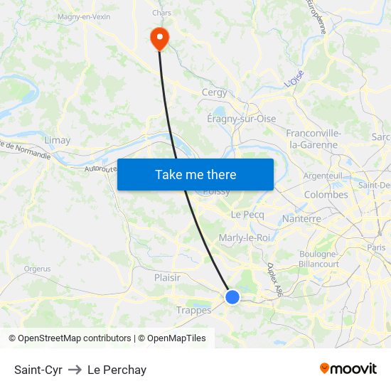 Saint-Cyr to Le Perchay map
