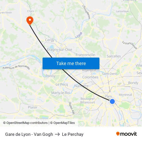 Gare de Lyon - Van Gogh to Le Perchay map