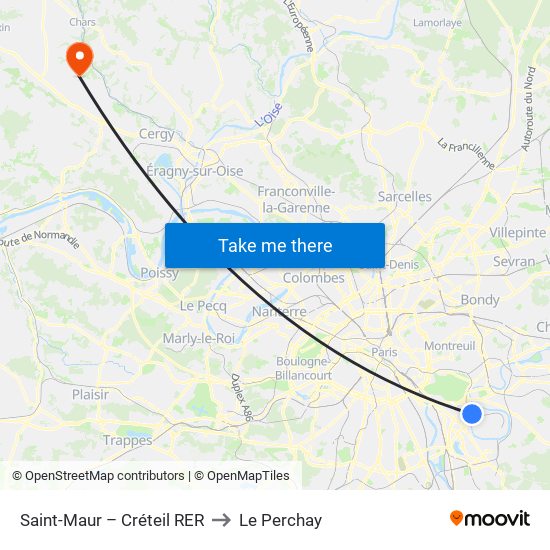 Saint-Maur – Créteil RER to Le Perchay map