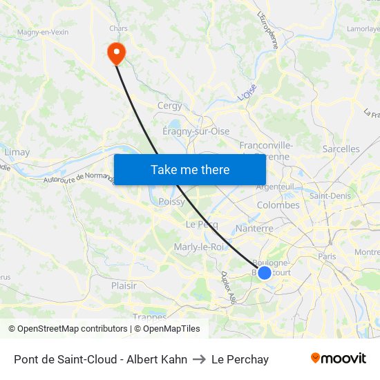 Pont de Saint-Cloud - Albert Kahn to Le Perchay map