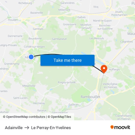 Adainville to Le Perray-En-Yvelines map