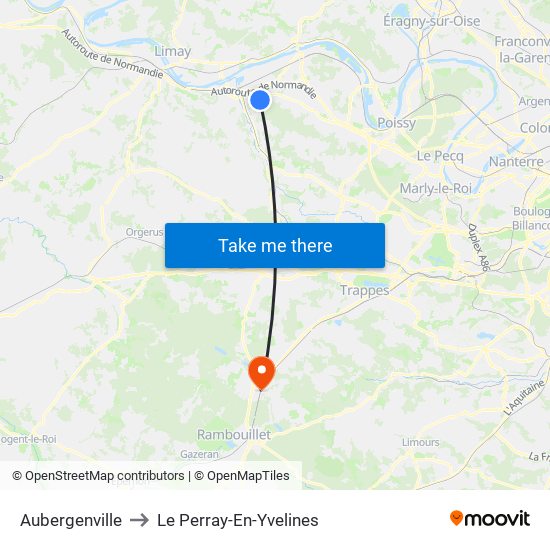 Aubergenville to Le Perray-En-Yvelines map