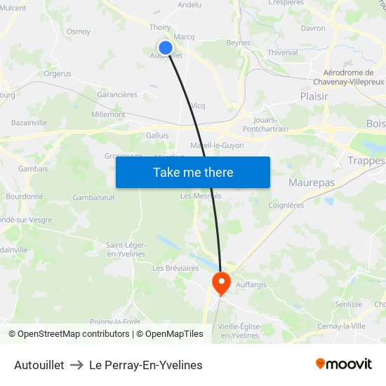 Autouillet to Le Perray-En-Yvelines map