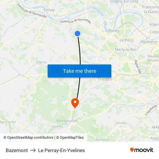 Bazemont to Le Perray-En-Yvelines map