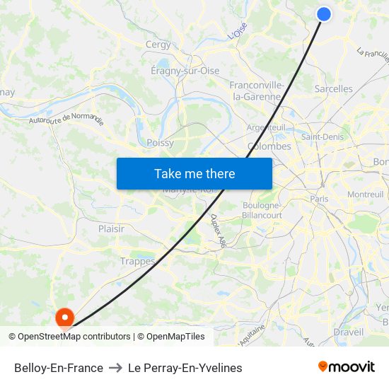 Belloy-En-France to Le Perray-En-Yvelines map
