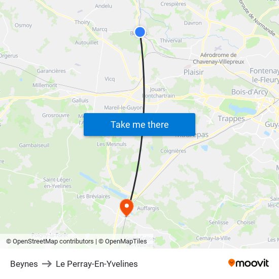 Beynes to Le Perray-En-Yvelines map