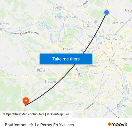 Bouffemont to Le Perray-En-Yvelines map