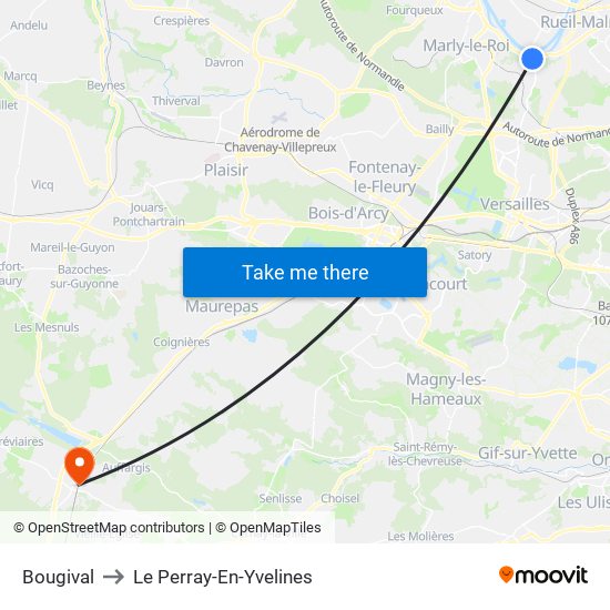 Bougival to Le Perray-En-Yvelines map