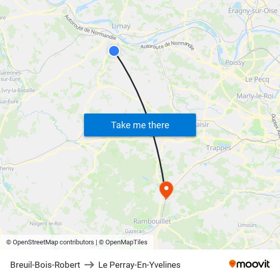 Breuil-Bois-Robert to Le Perray-En-Yvelines map