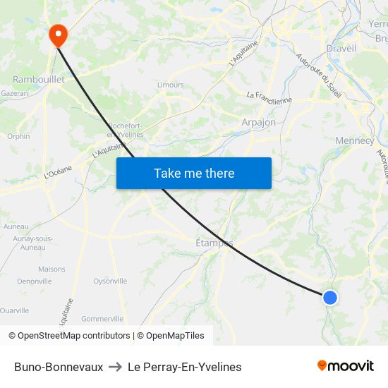 Buno-Bonnevaux to Le Perray-En-Yvelines map