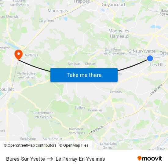 Bures-Sur-Yvette to Le Perray-En-Yvelines map