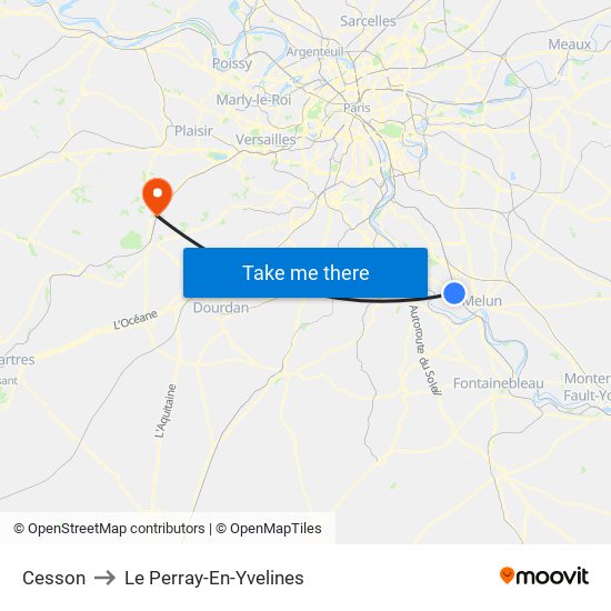 Cesson to Le Perray-En-Yvelines map
