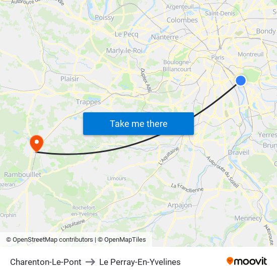 Charenton-Le-Pont to Le Perray-En-Yvelines map