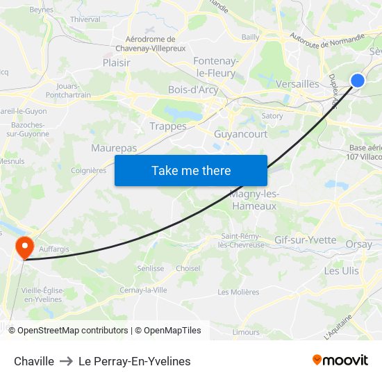 Chaville to Le Perray-En-Yvelines map