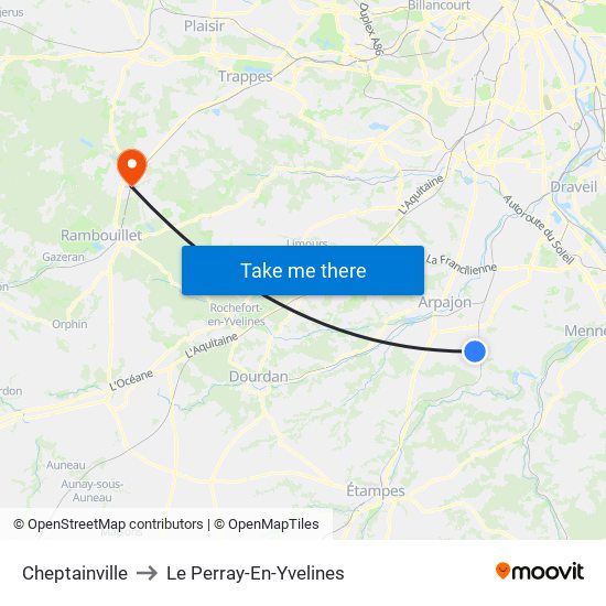 Cheptainville to Le Perray-En-Yvelines map