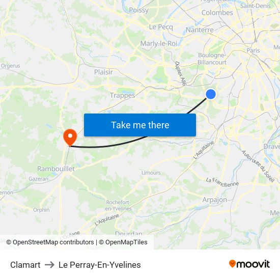 Clamart to Le Perray-En-Yvelines map