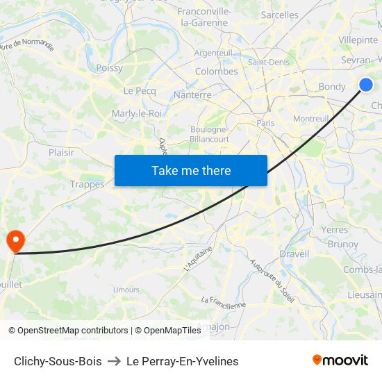 Clichy-Sous-Bois to Le Perray-En-Yvelines map
