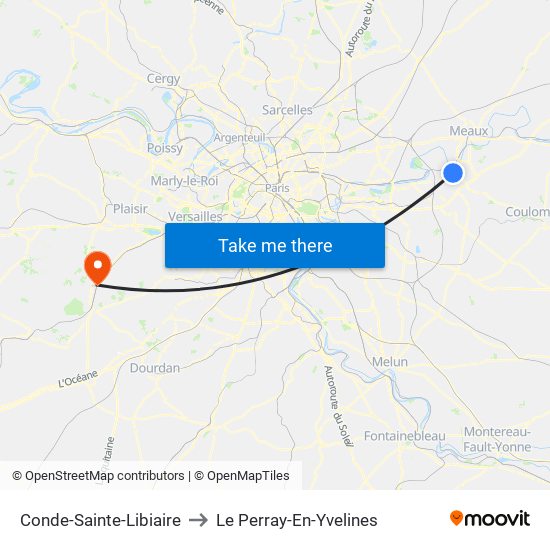 Conde-Sainte-Libiaire to Le Perray-En-Yvelines map