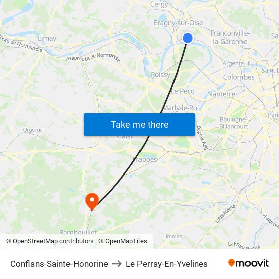 Conflans-Sainte-Honorine to Le Perray-En-Yvelines map