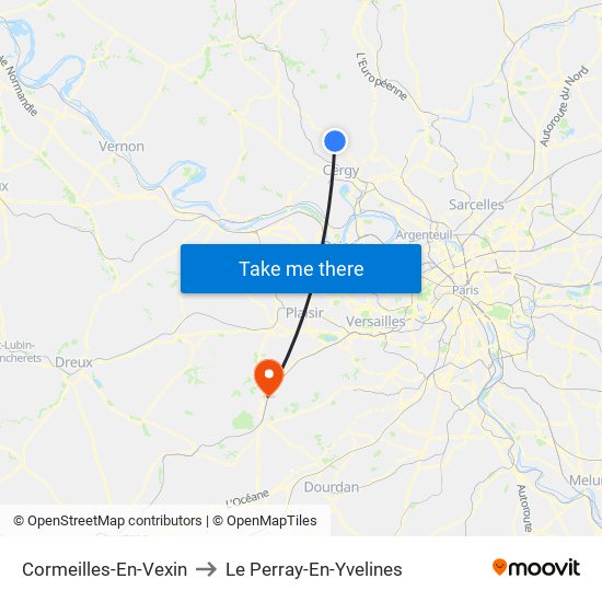 Cormeilles-En-Vexin to Le Perray-En-Yvelines map