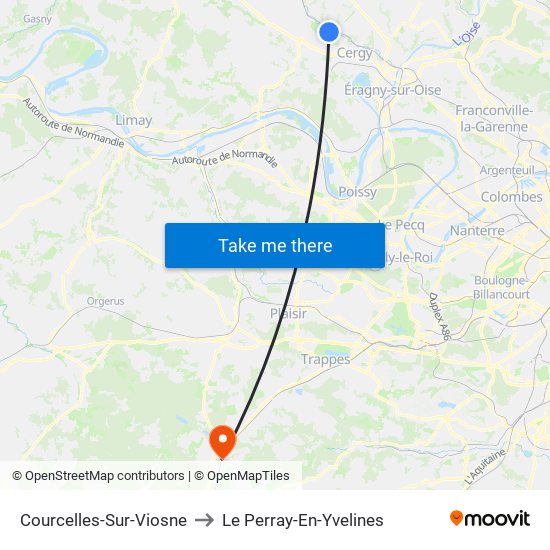 Courcelles-Sur-Viosne to Le Perray-En-Yvelines map