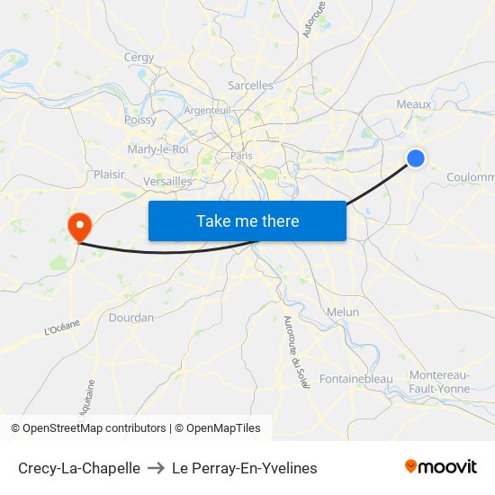 Crecy-La-Chapelle to Le Perray-En-Yvelines map