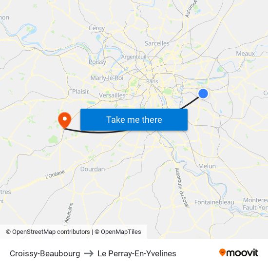 Croissy-Beaubourg to Le Perray-En-Yvelines map