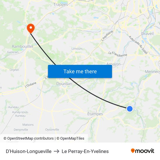 D'Huison-Longueville to Le Perray-En-Yvelines map