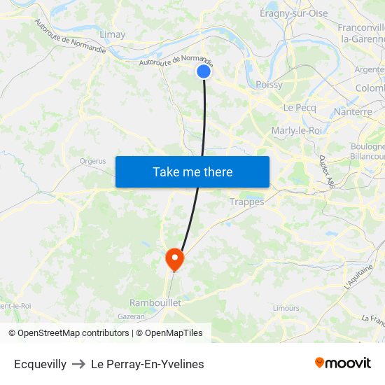 Ecquevilly to Le Perray-En-Yvelines map